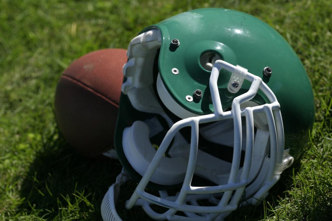 Football helmet with liquid padding may prevent concussions