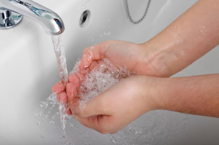 Person washing hands