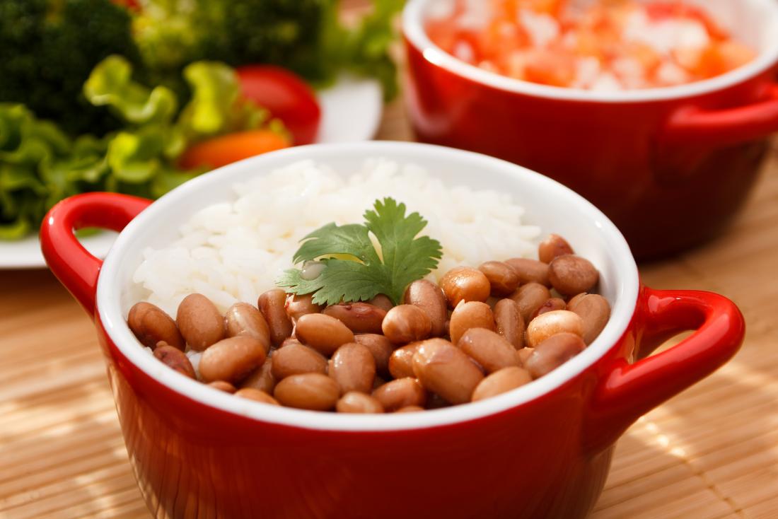 Rice and beans together provide protein.