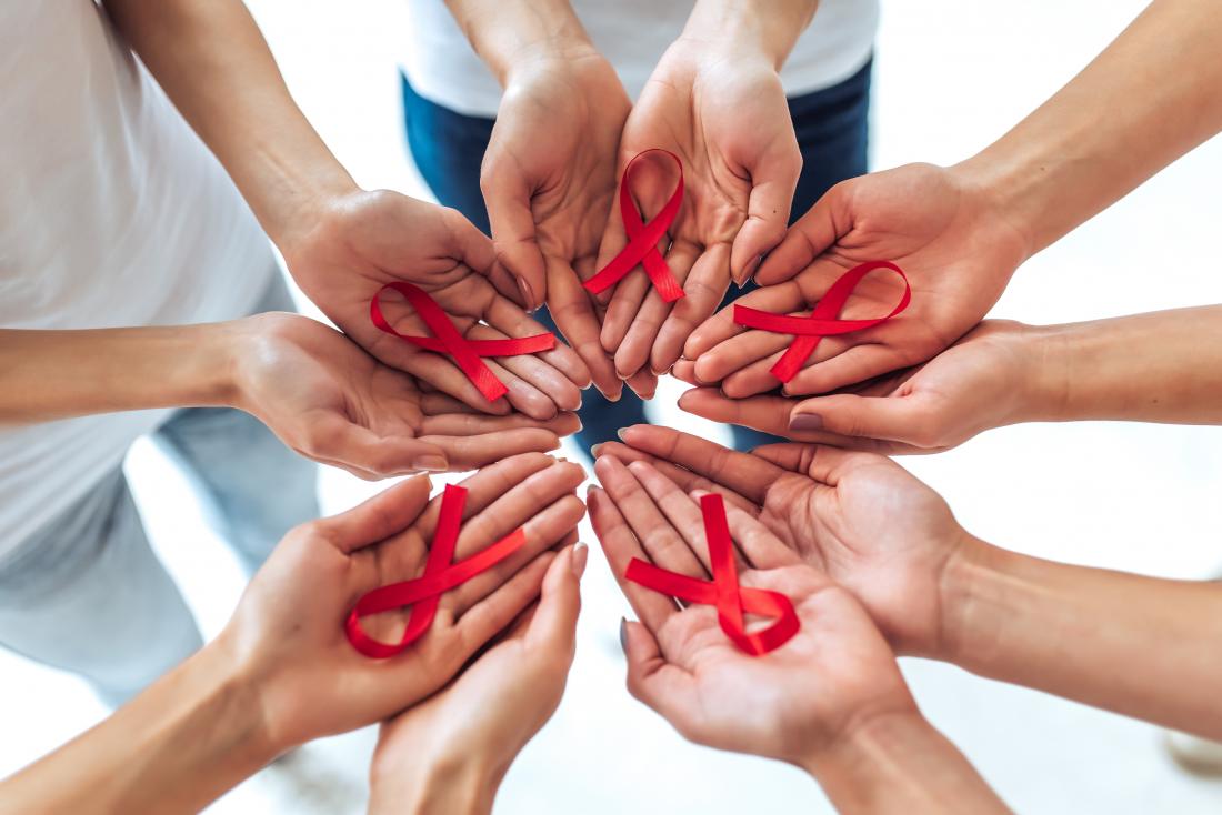 HIV ribbon hands