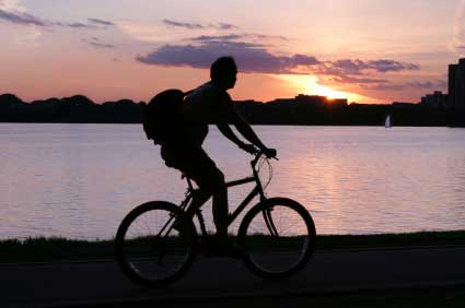 Cycling whilst the sun sets