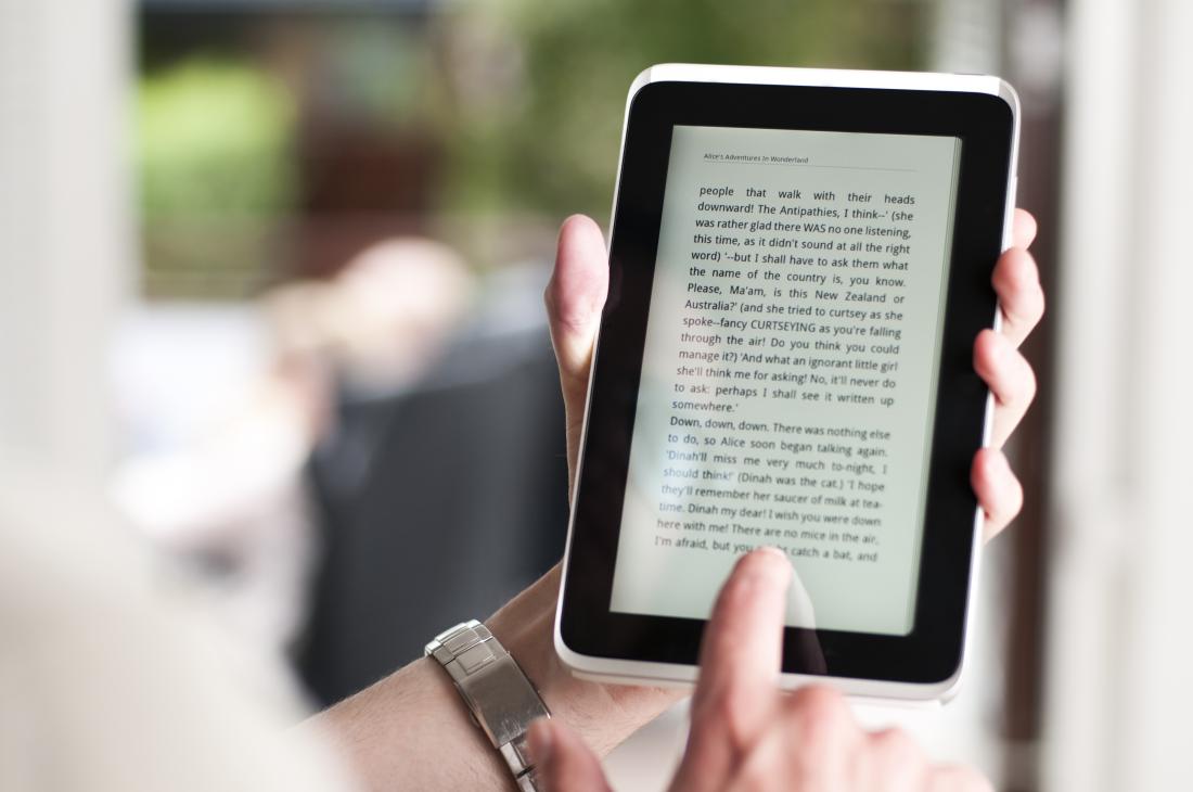 Person using an e-reader.