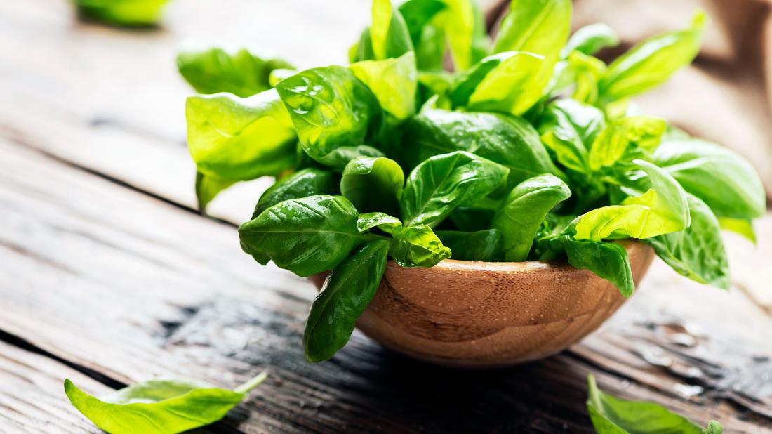 basil in a bowel on a table