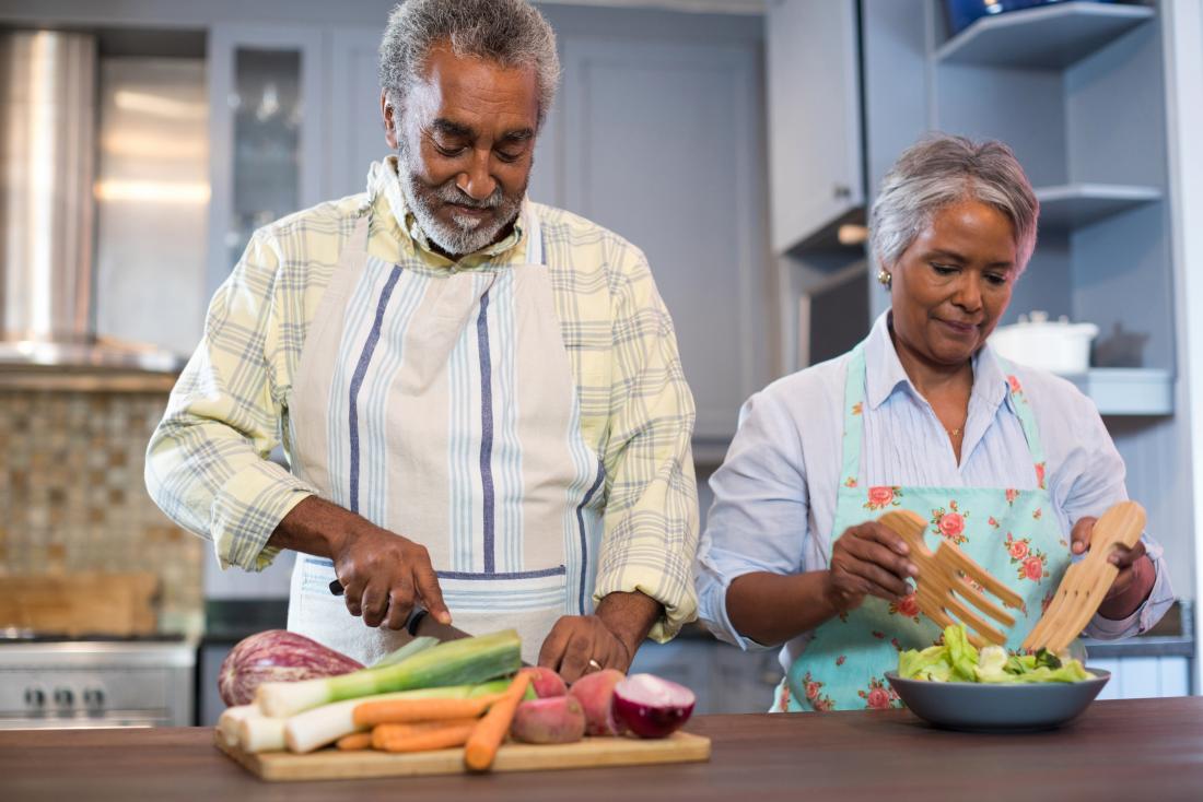 older couple eating healthy
