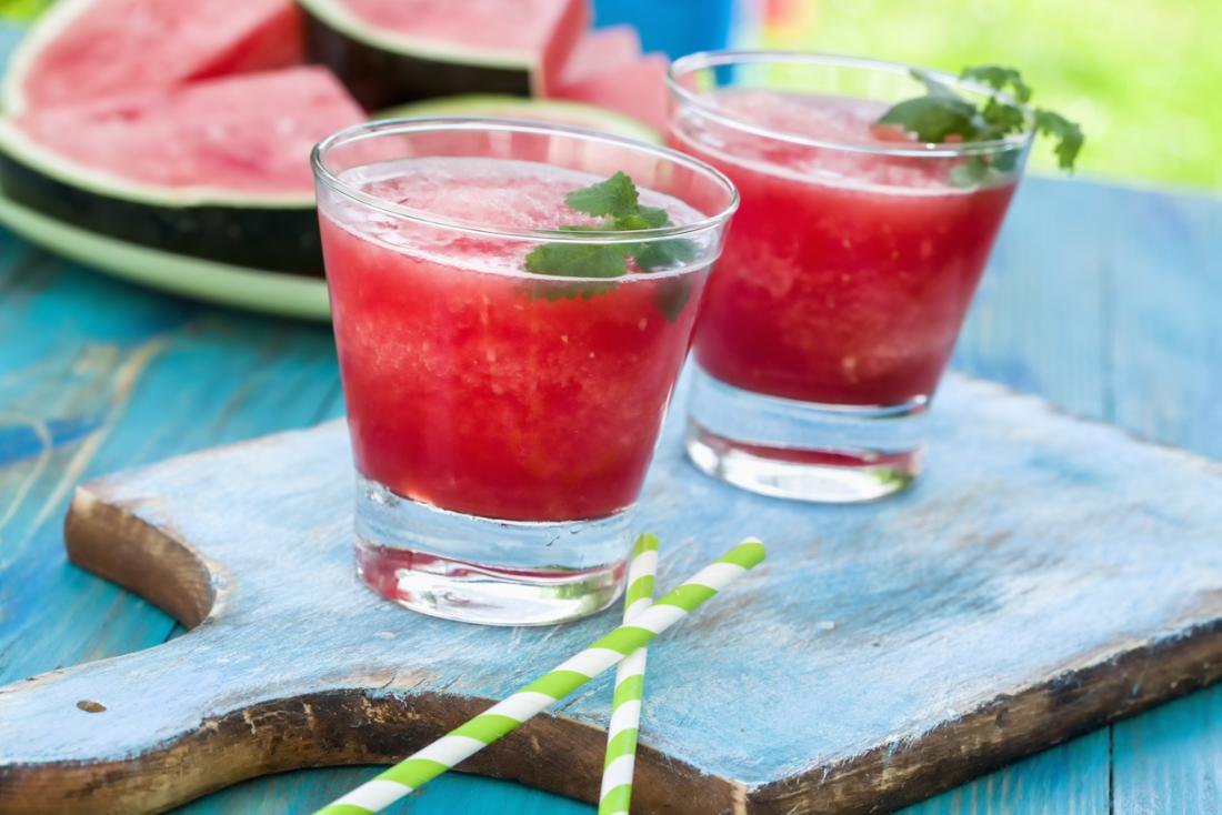 two glasses of watermelon smoothie