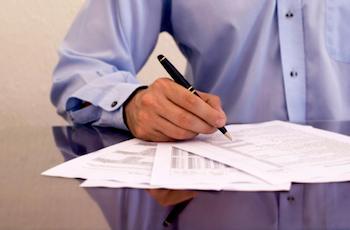 a man doing paperwork