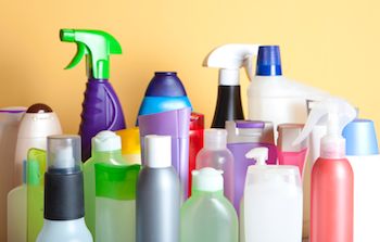 Selection of unbranded cleaning products