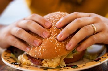 Burger being eaten