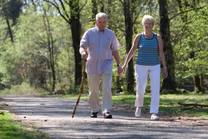 Senior couple walking