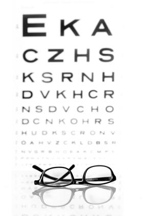 eye chart and glasses