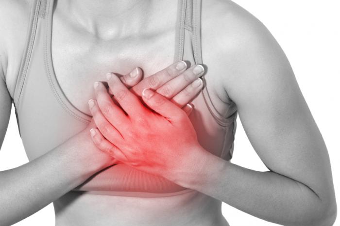 A woman with heart pain