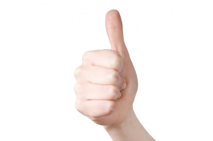 Single thumbs up gesture.