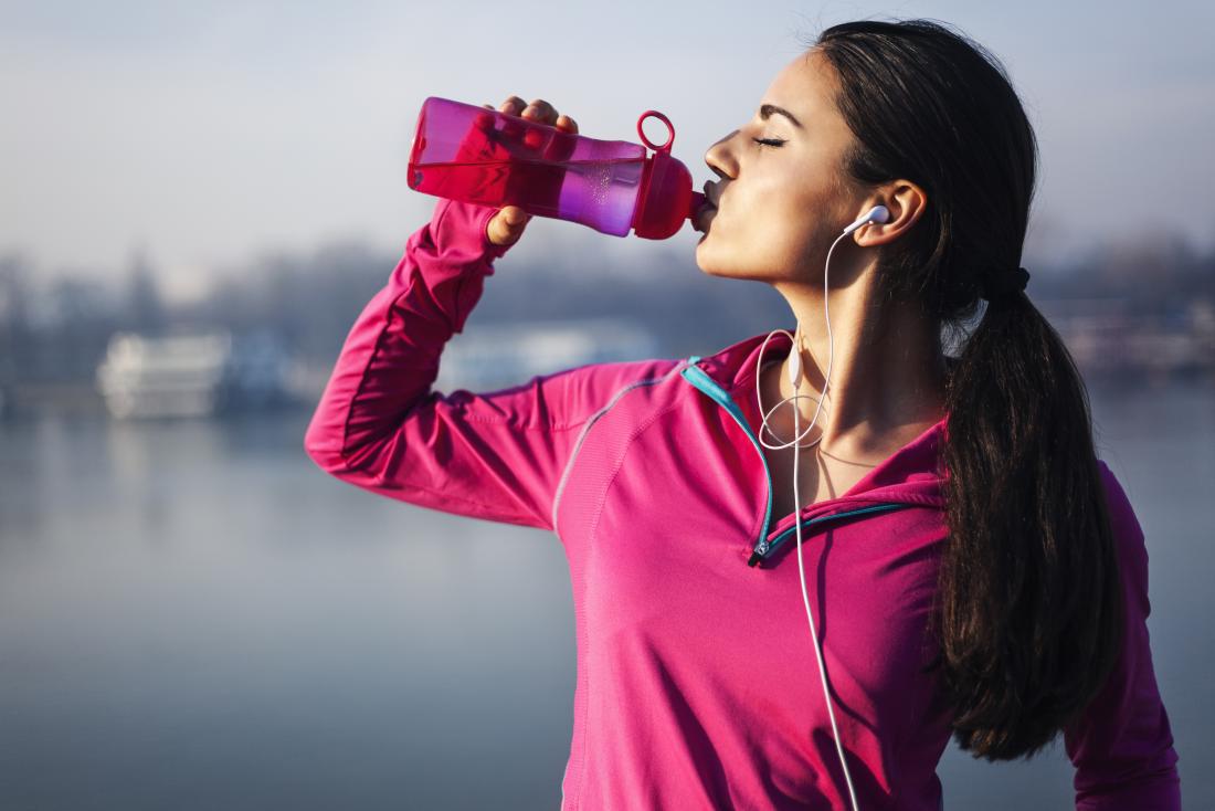 women bottled water