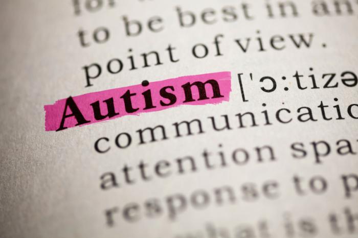 the word autism highlighted as an entry in the dictionary