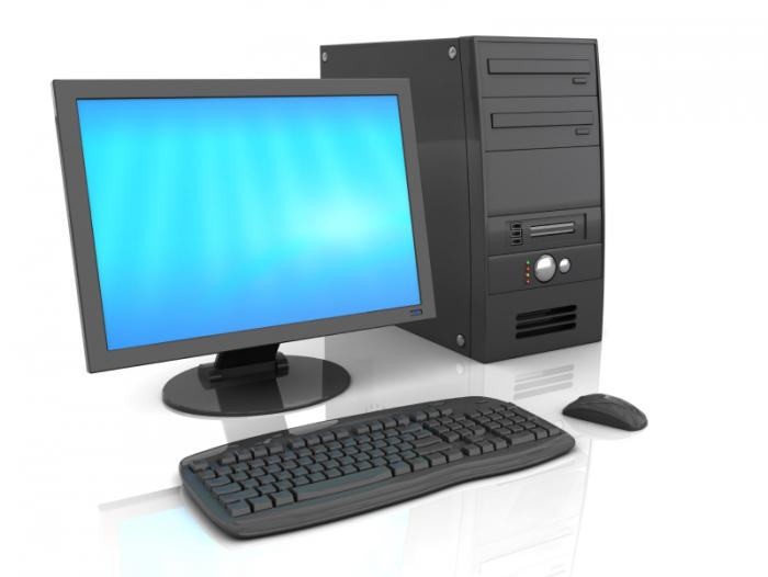 Computer monitor hard drive keyboard and mouse.