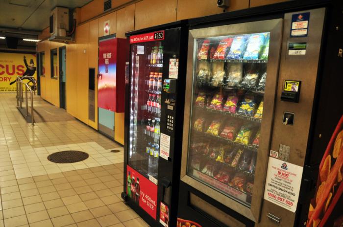 Vending machines in a hallway.