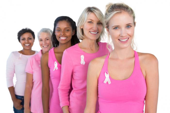 women in pink wearing breast cancer awareness ribbons