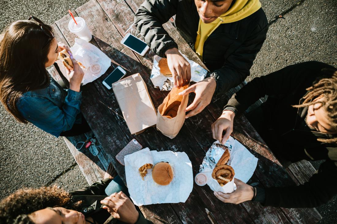 teens eating junk food