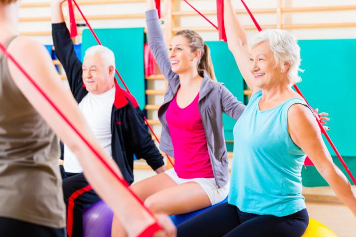 seniors and younger adults in exercise class