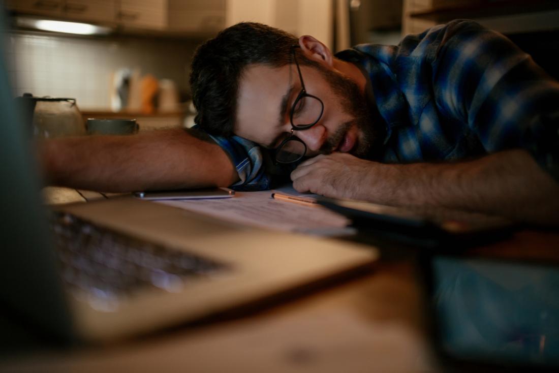 Bearded man is tired