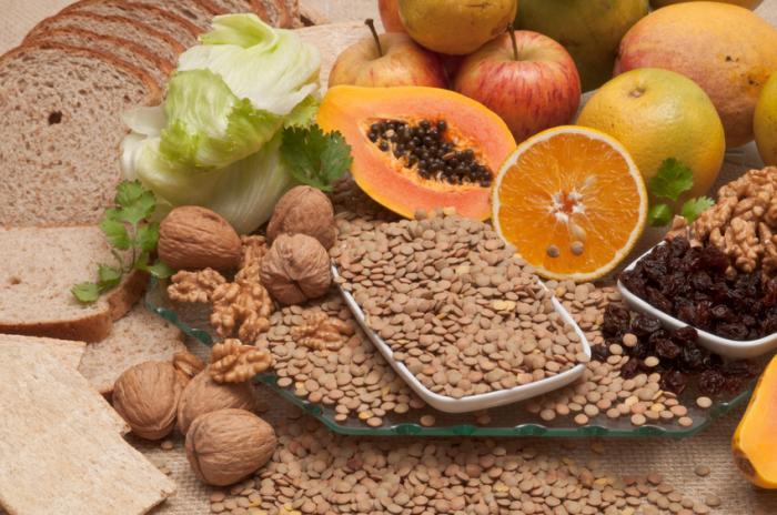 bread, nuts, grains, fruit