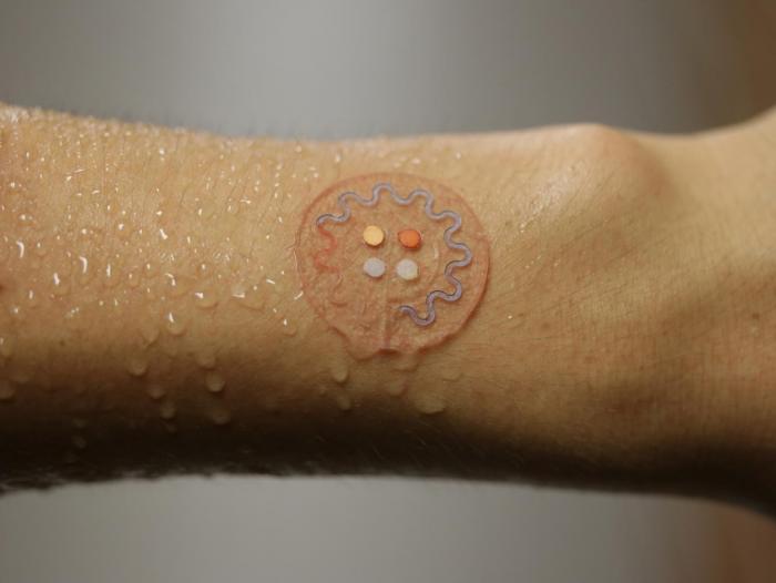 Image of the soft, wearable microfluidic device