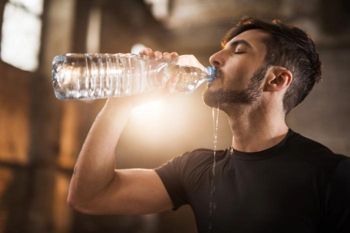 Man drinks water