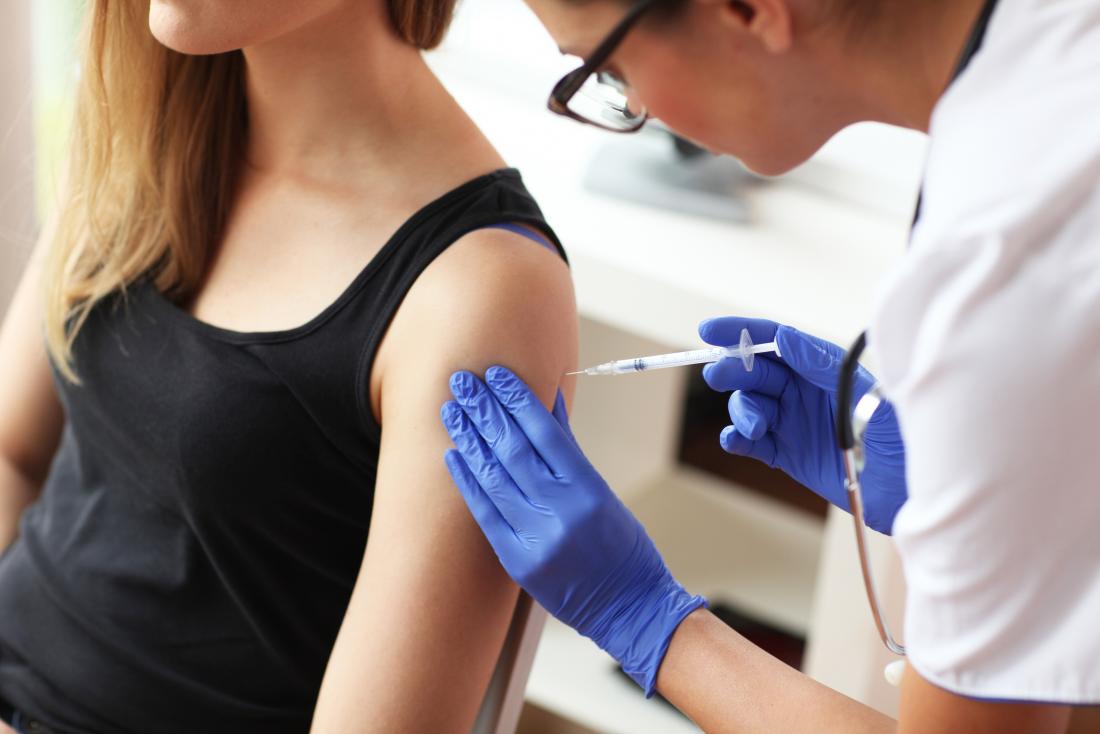 female patient having allergy injection
