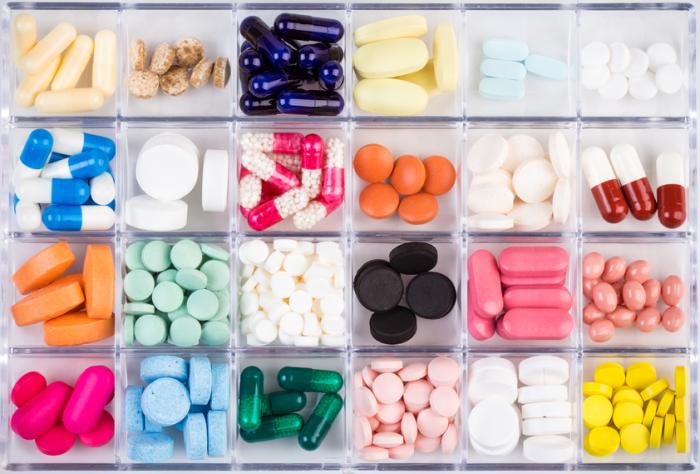 a selection of different drugs in a box
