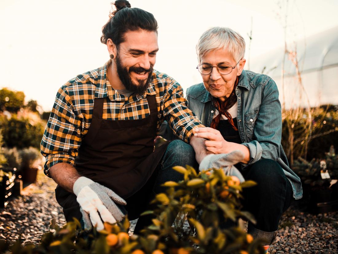 a mother and son do some gardening!
