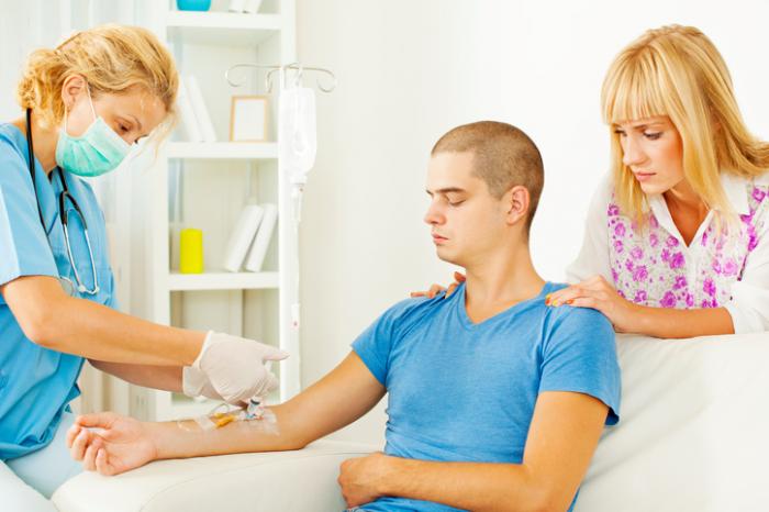 chemotherapy being given to a male patient