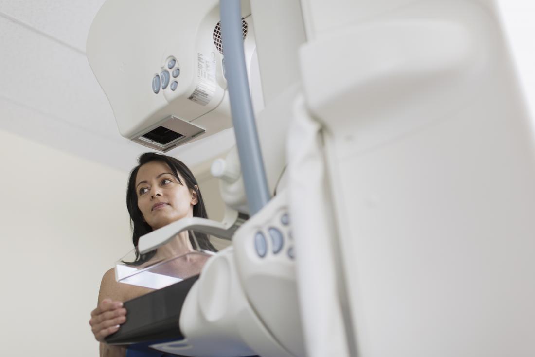 a woman getting a mammogram to check for phyllodes tumors