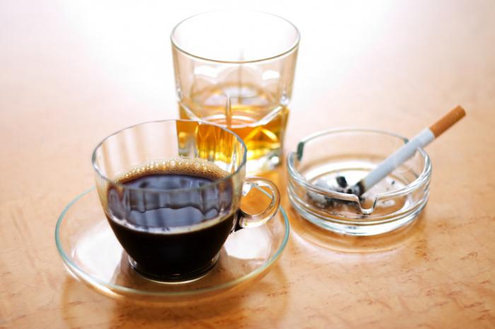Alcohol coffee cigarette