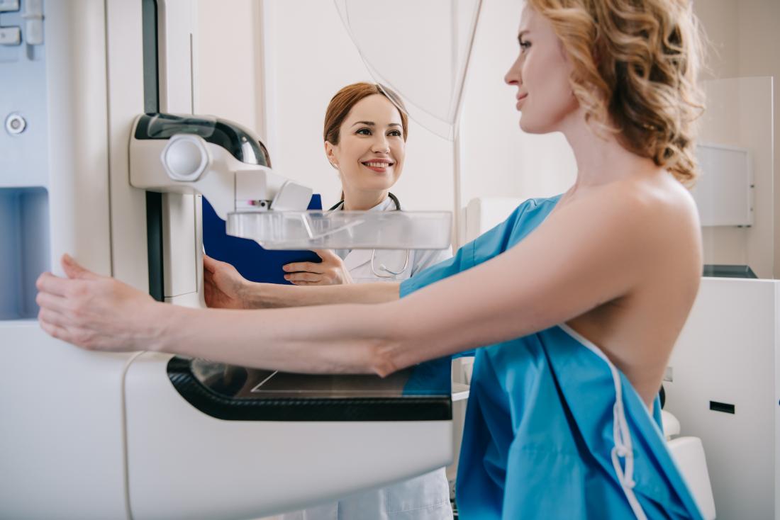 woman having a mammogram