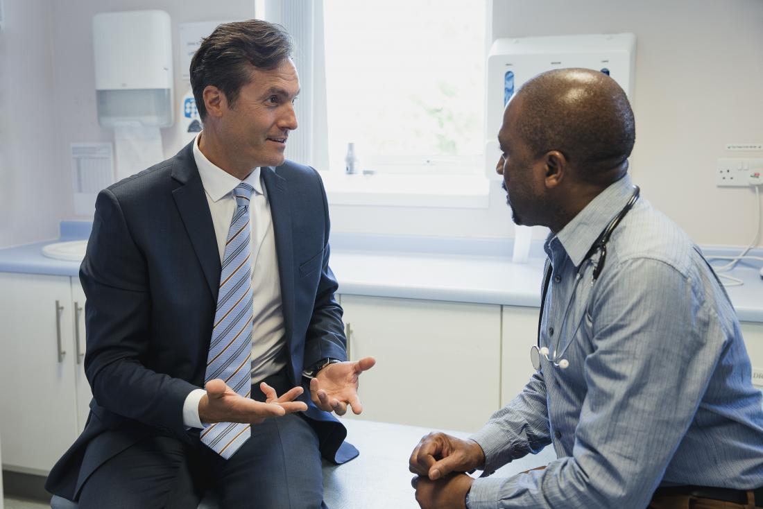 patient explaining testicle pain
