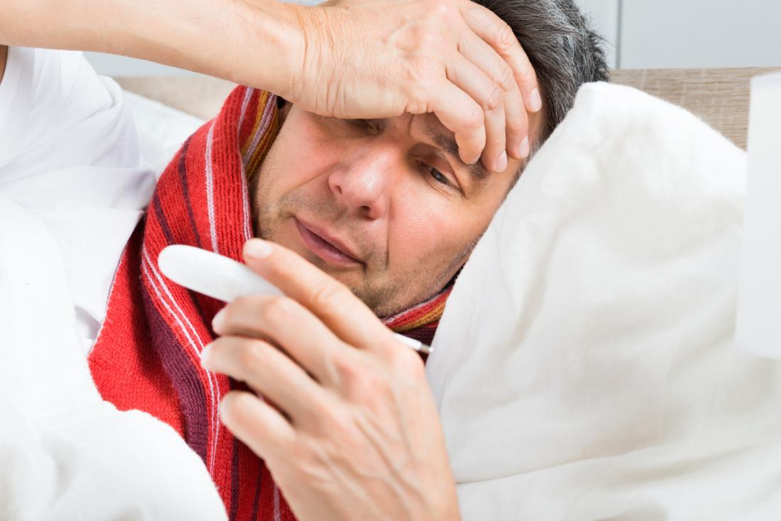 Man with fever and headache.