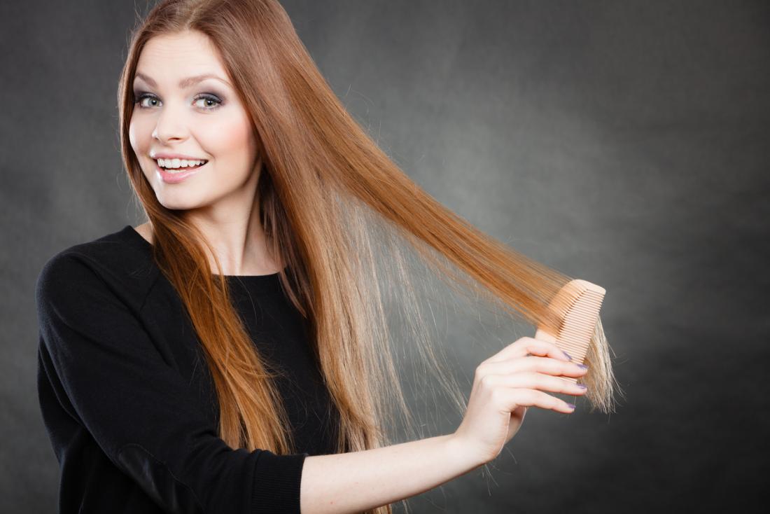 woman brushing hair