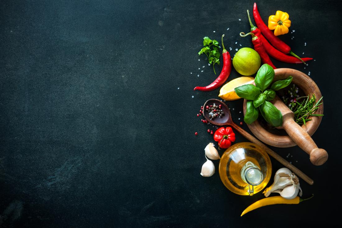 Spices, herbs, citrus and garlic.