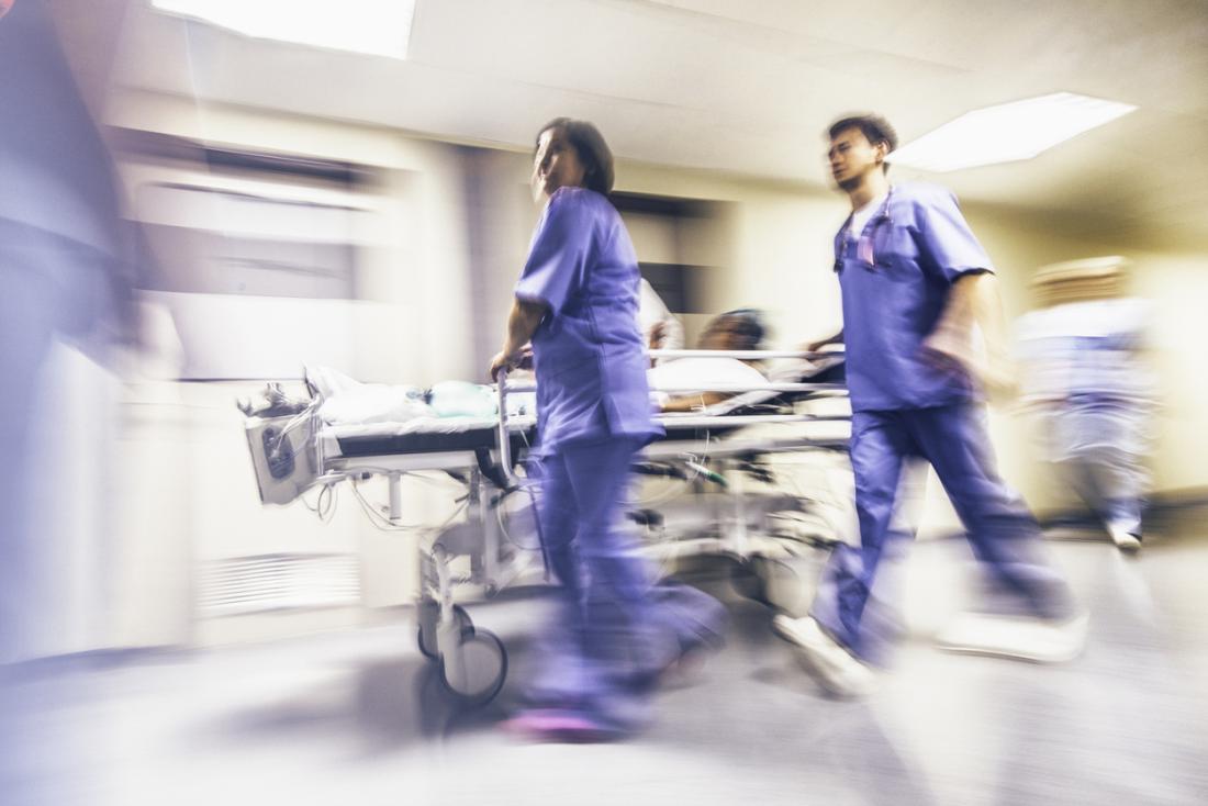 patient being rushed through hospital