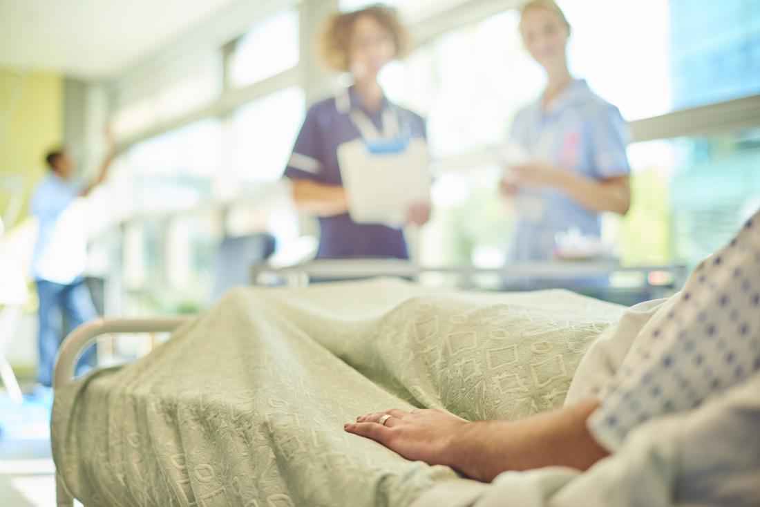 in a hospital bed