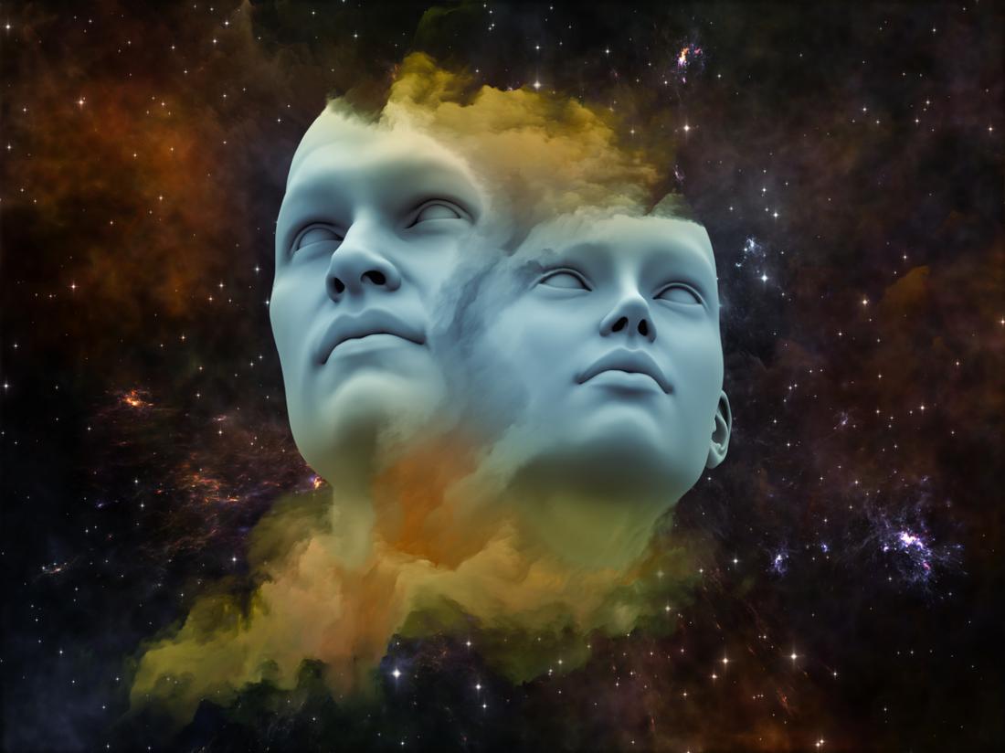 artistic concept of male and female head