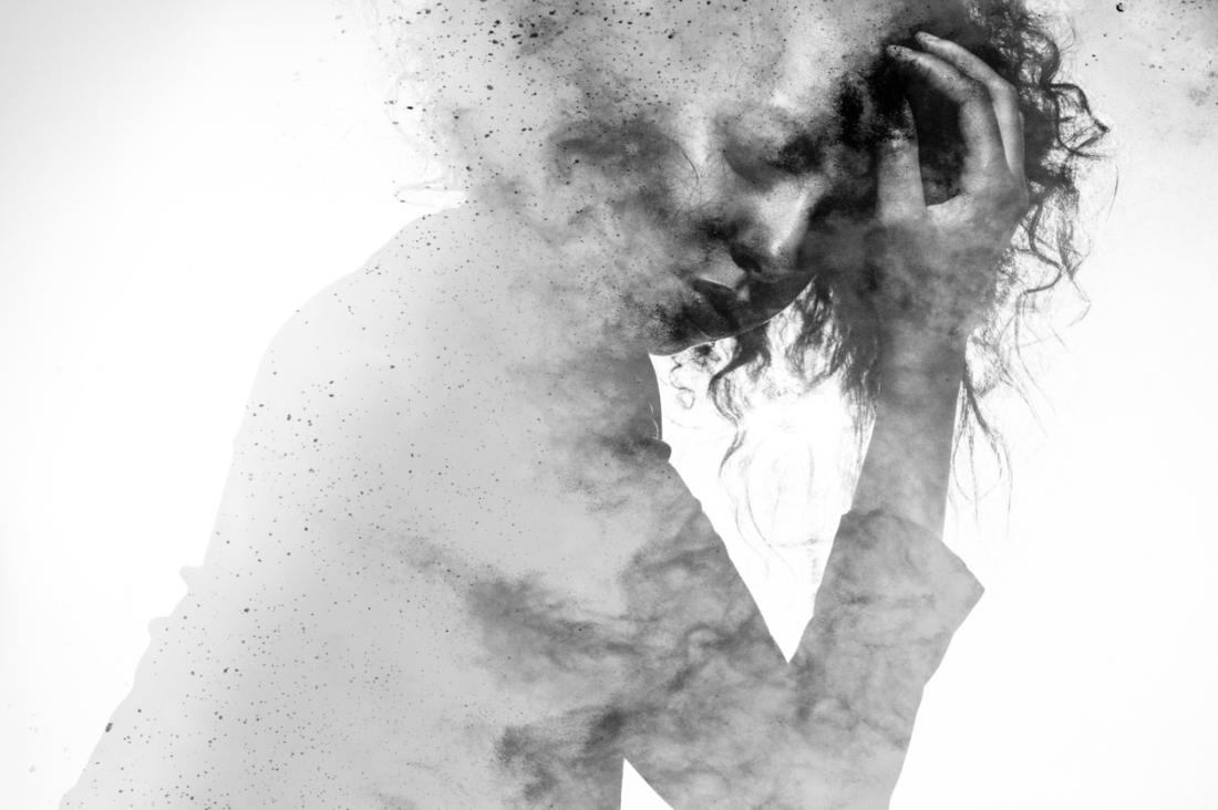 artistic depiction of woman with headache