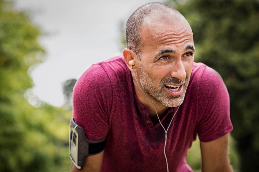 Man running with music on