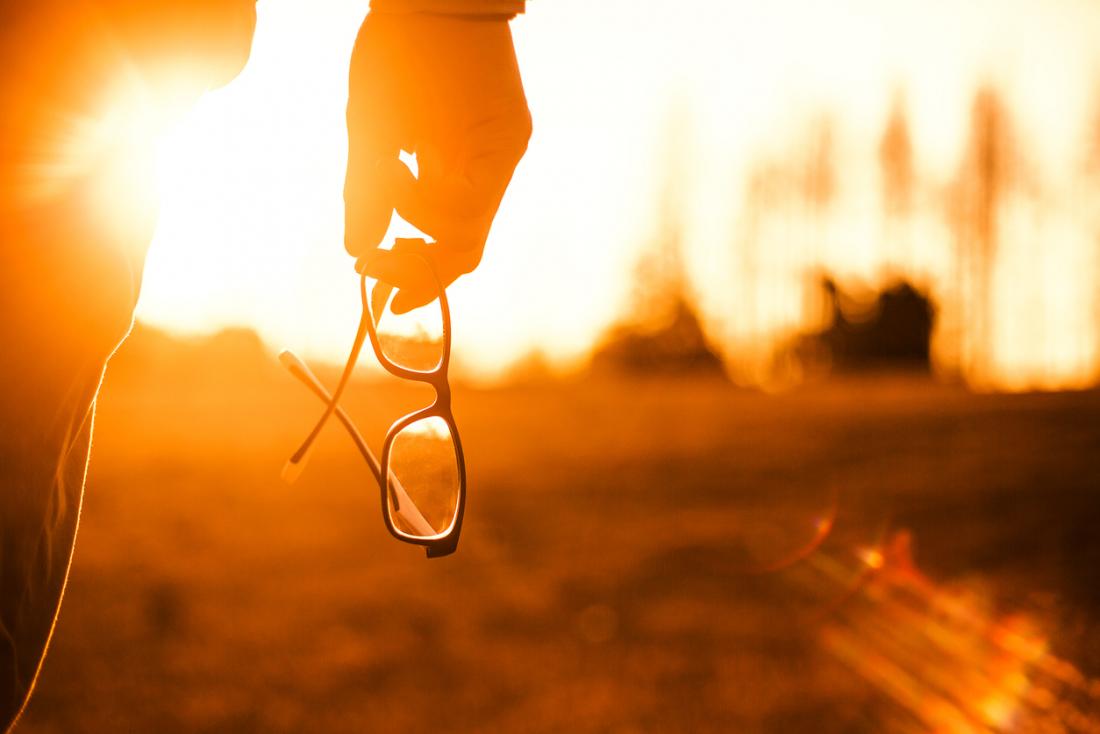 glasses in the sunset