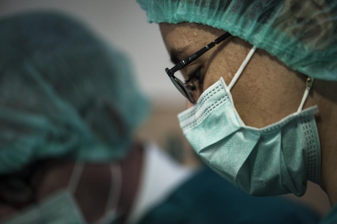 Close up of surgeons face