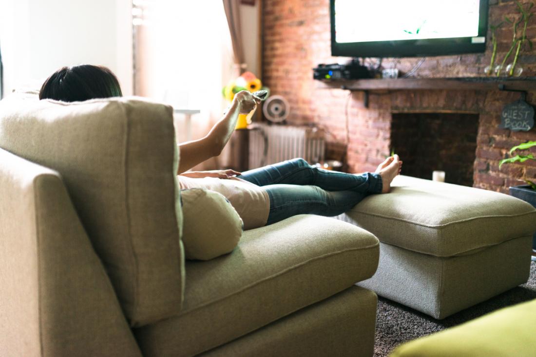 woman watching TV