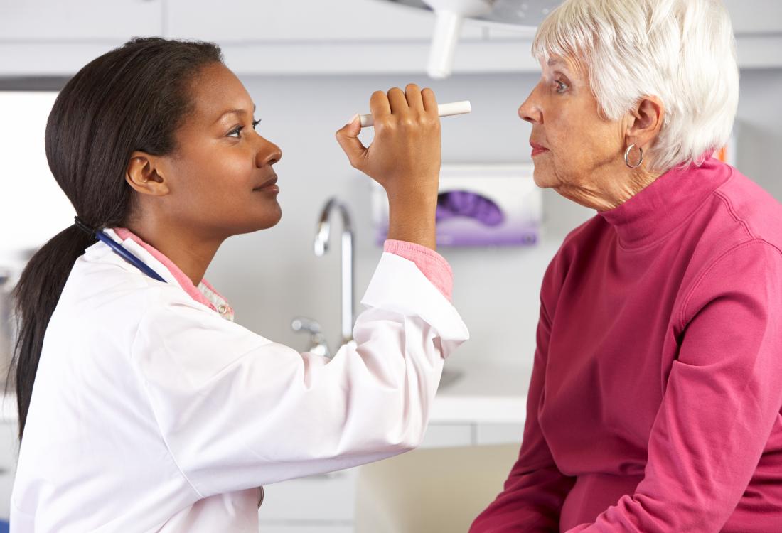woman getting eye test