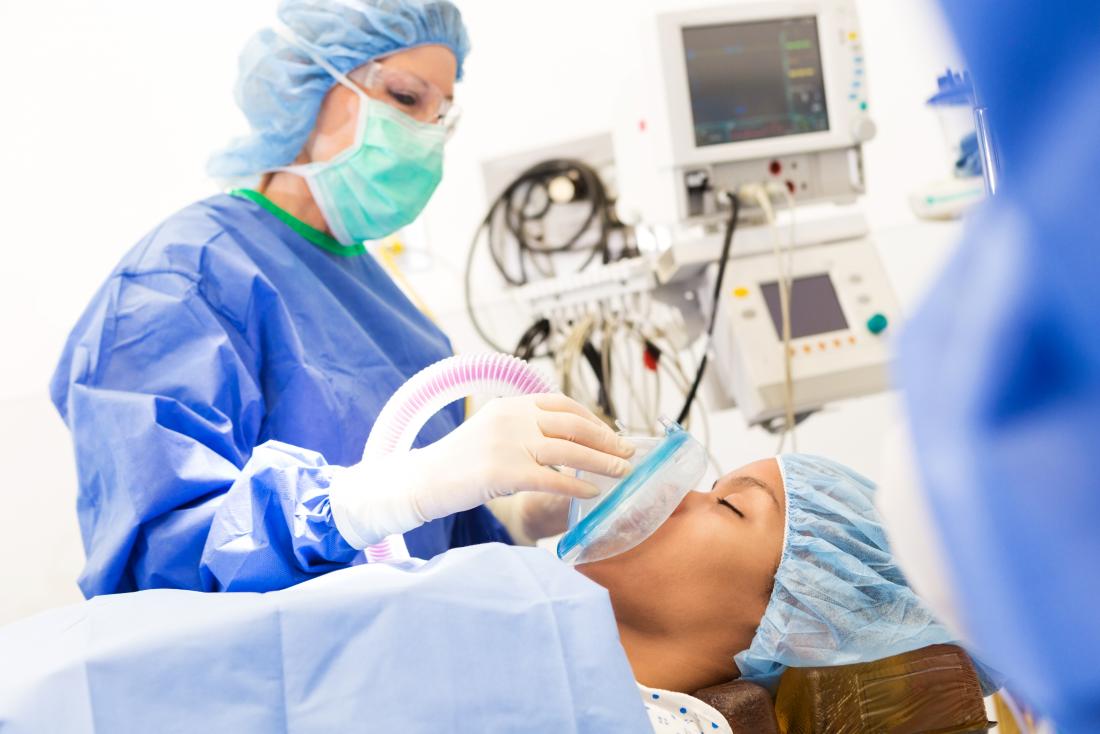 patient being sedated before surgery