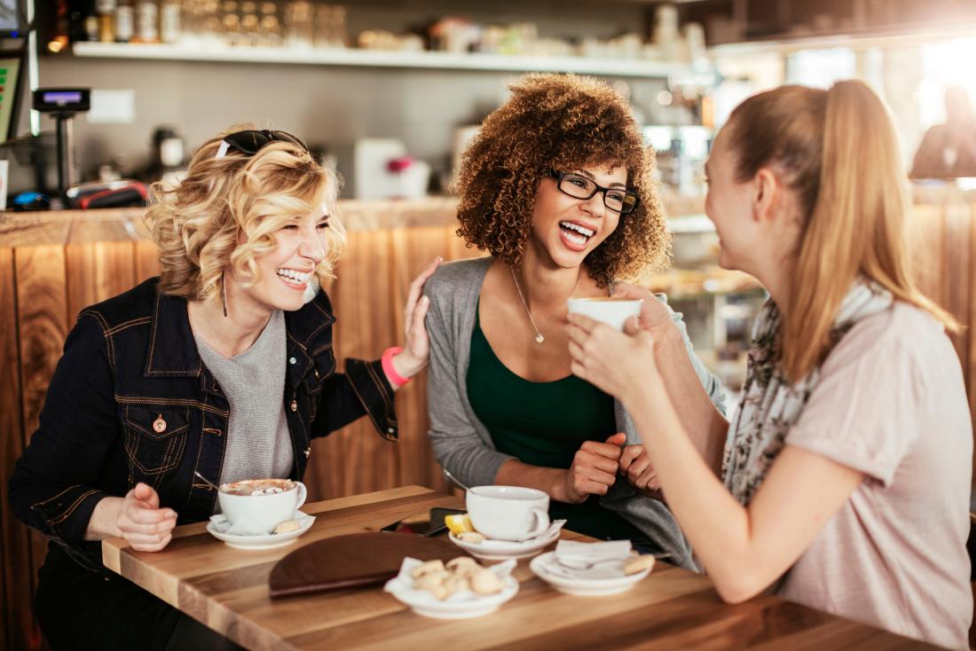 friends enjoying coffee in coffee shop