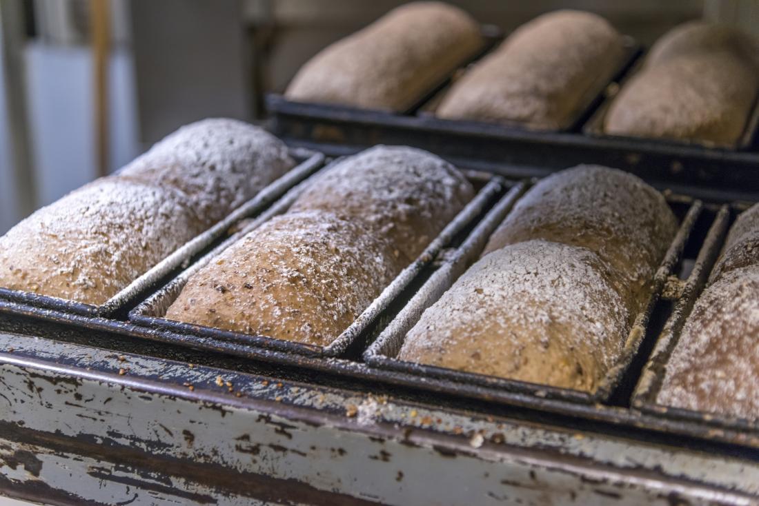 Sourdough bread in trays